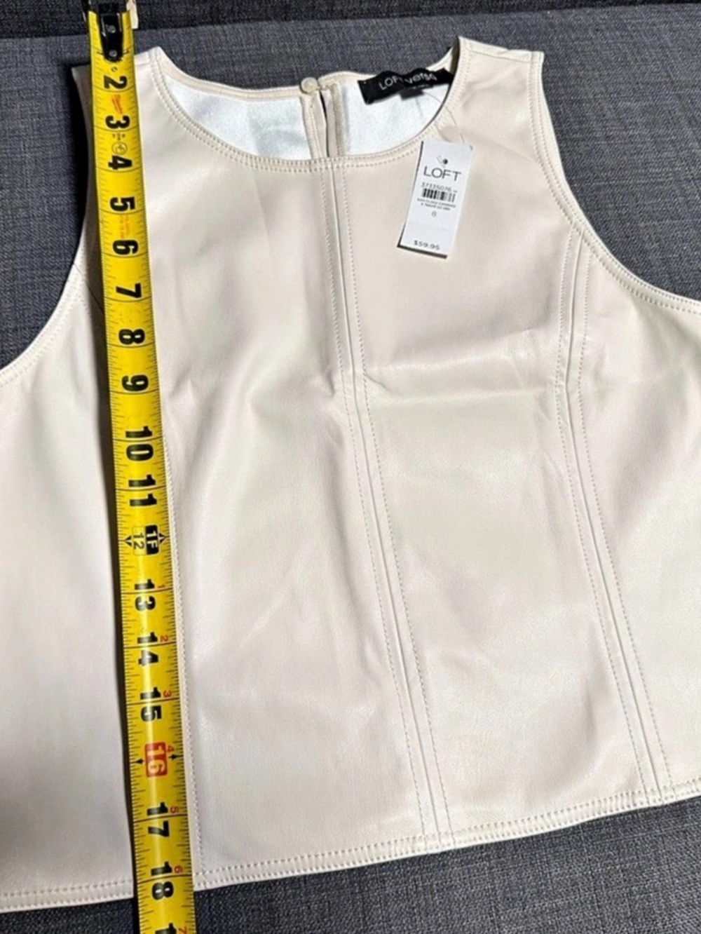 NWT LOFT Versa Topstitched Faux Leather Shell Tank Top White Small